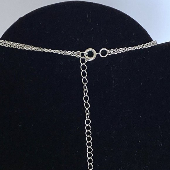 Two Tier Crystal & Silver Tone Bling Necklace Adjustable 25”-28” - Picture 8 of 9